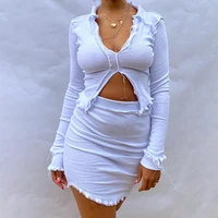 2022 womens long sleeved sexy suit high street pullover v neck oversize 2 piece set women outfits short mini women clothing