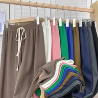 2022 summer high waist baggy pants for women soft comfort wide leg trousers female casual loose solid thin pleated pants
