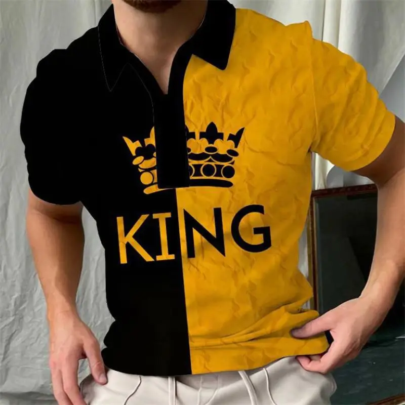 

2022 New Men's Polo Shirts 3D Printed T Shirt for Men Gulf Anti-Pilling Short Sleeved Fashion Turndown Collar Man Clothing