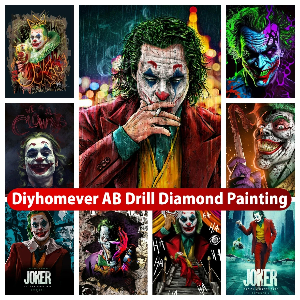 

Joker 5D DIY AB Diamond Painting Cross Stitch Mosaic The Dark Knight Picture Diamond Embroidery Rhinestone Home decor Gift