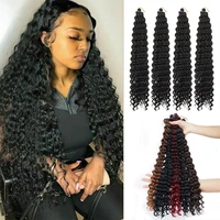 20 inches synthetic deep curly wave bundles curly water weaves synthetic hair bundles long hair extensions tissage 16 pcs