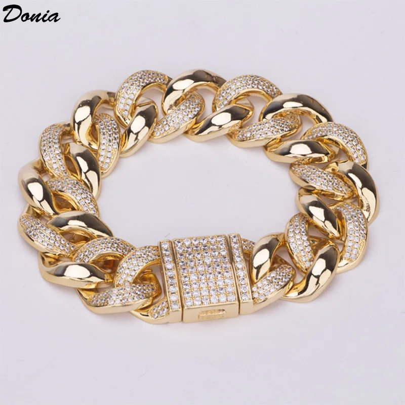 

Donia jewelry Fashion European and American copper micro inlaid AAA zircon Cuba bracelet box buckle men's hip hop style jewelry