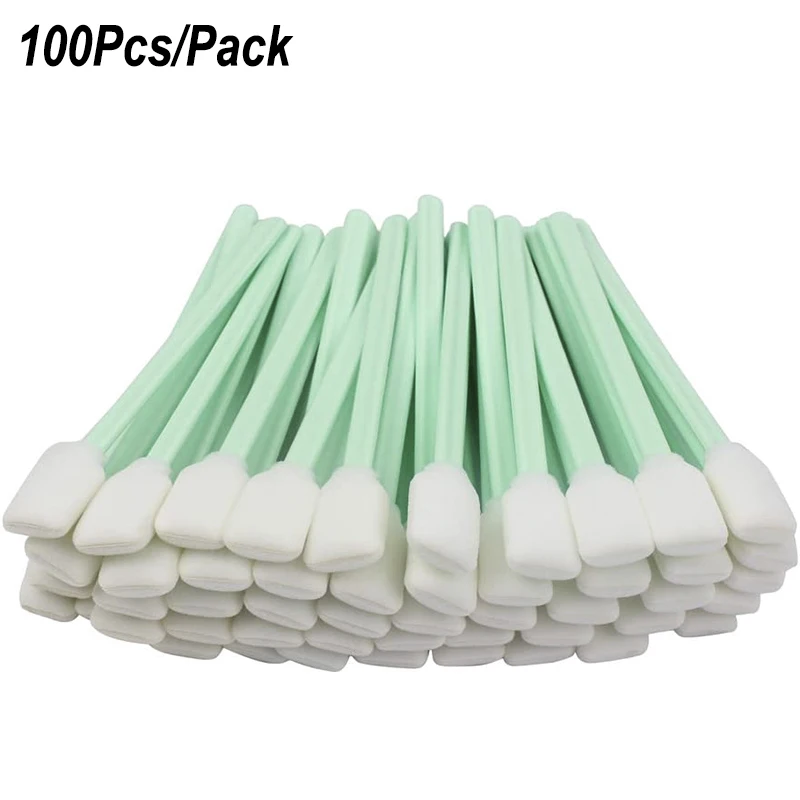 

100Pcs 5 in Square Head Cleaning Swab Foam Tips Sponge Stick for Inkjet Printer Print Head Camera Optical Lens Optical Equipment