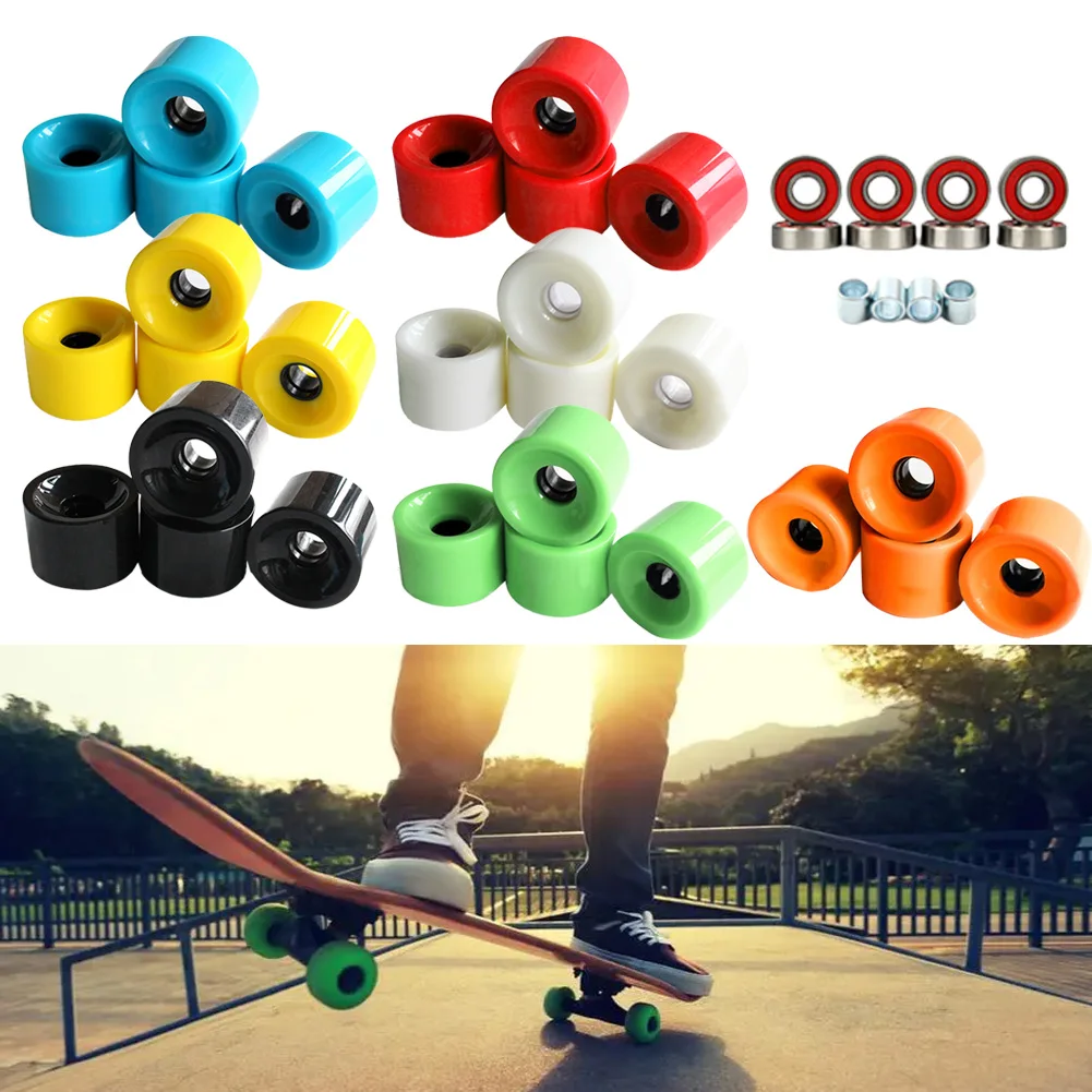 

4Pcs PU Skateboard Wheels With Bearings Spacers Longboard Street Skate Wheels 70x51mm Skateboards Accessories Cycling Parts