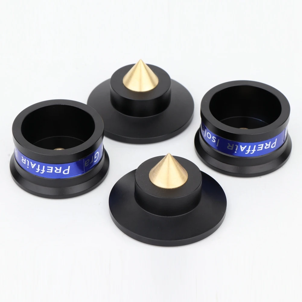 

4 PCS Speaker Amplifier Shock Spikes Isolation Feet Stand Pad for Turntable Amplifier CD DAC Recorder(Black)