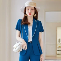 women business suits with 2 piece set pants and tops 2022 summer ladies office work wear professional blazers set pantsuits