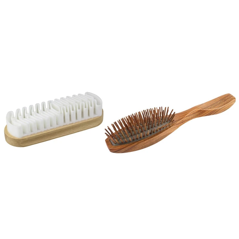 

1 Pcs Leather Brush For Suede Boots Bags Scrubber Cleaner & 1 Pcs Sandalwood Hair Brush With Gift Box