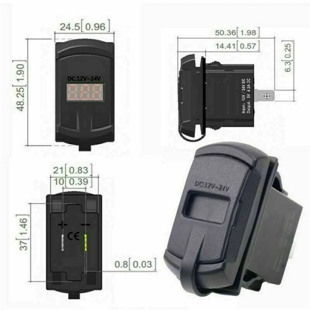 

Dual Port USB Plug Car Boat Socket Rocker Switch Panel With Voltage Red LED 12V Car Accessories High-quality Charging Port