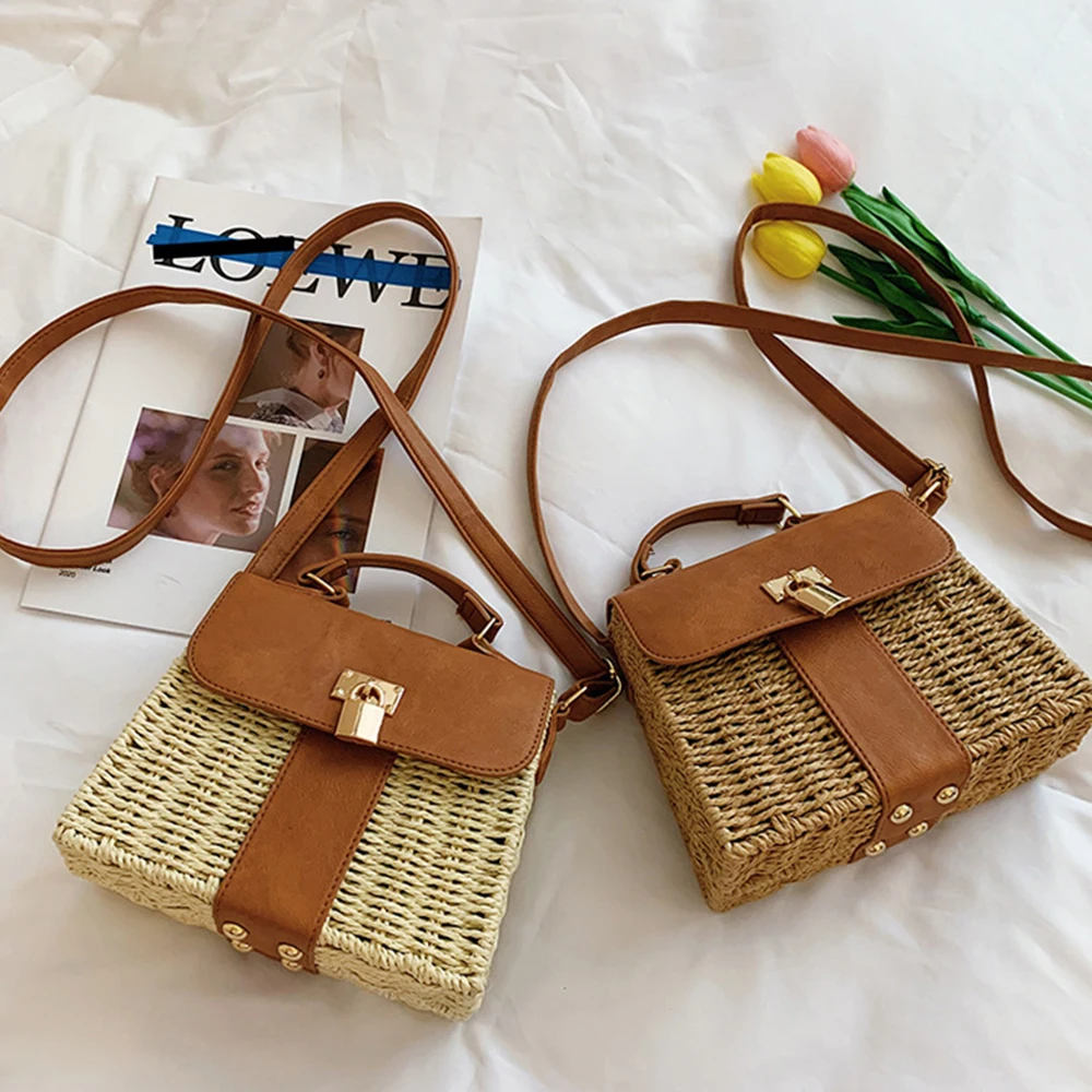 Summer Woven Bags for Women Straw Bag Boho Woven Rattan Bag Purses and Handbags Bohemian Travel Beach Shoulder Crossbody Bags
