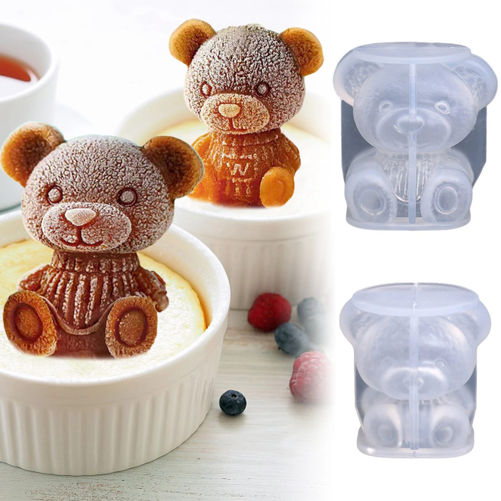 

Bear Ice Cube Mold 3D Bear Shaped Large Ice Cube Molds Easy Release Mold With Animal Shape Novelty Ice Cube Mold For Cocktail