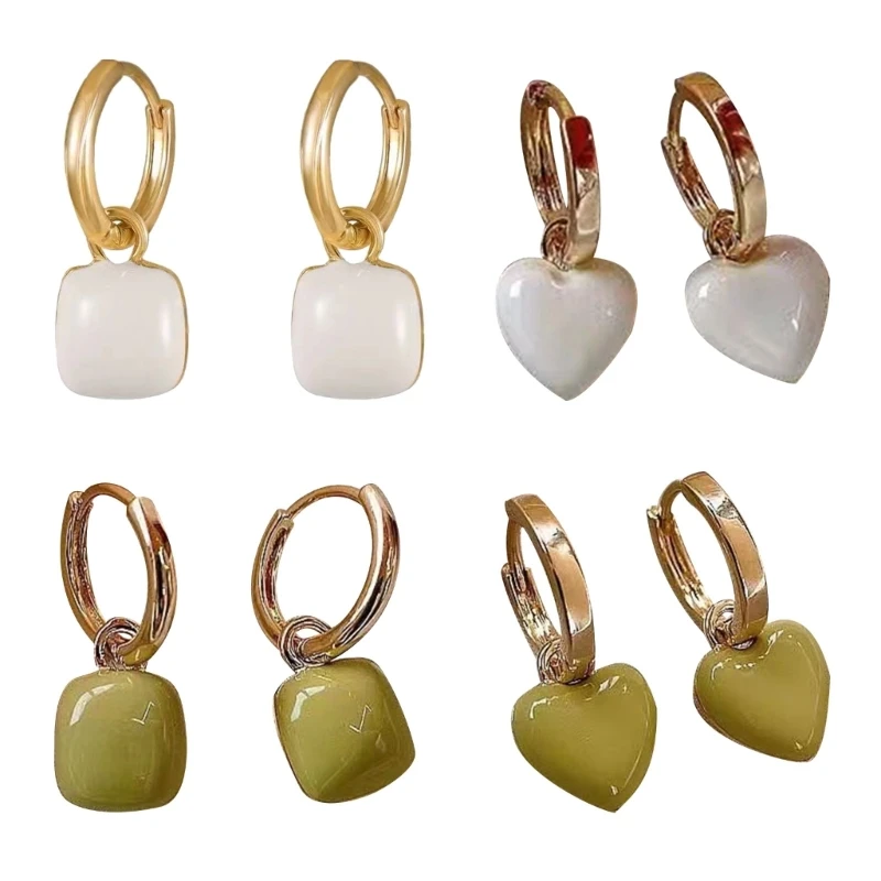 

Heart/Square Dangle Earrings Fashion Jewelry Chunky Hoops Earrings for Ladies Girls Women Statement Stud Earrings