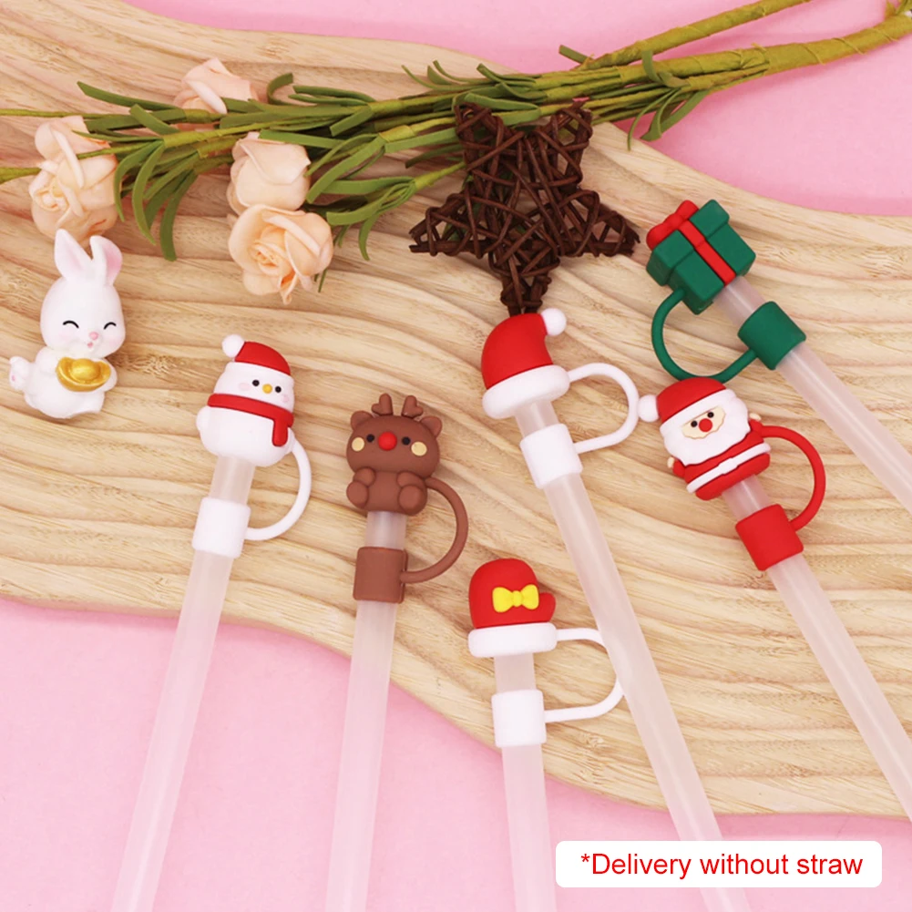 Рождественские соломенные чехлы из ПВХ 10 мм рождественские мультяшные насадки