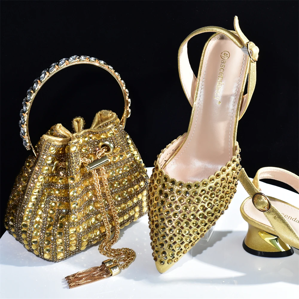 Doershow красивые итальянские комплекты обуви и сумок для вечеринки с камнями