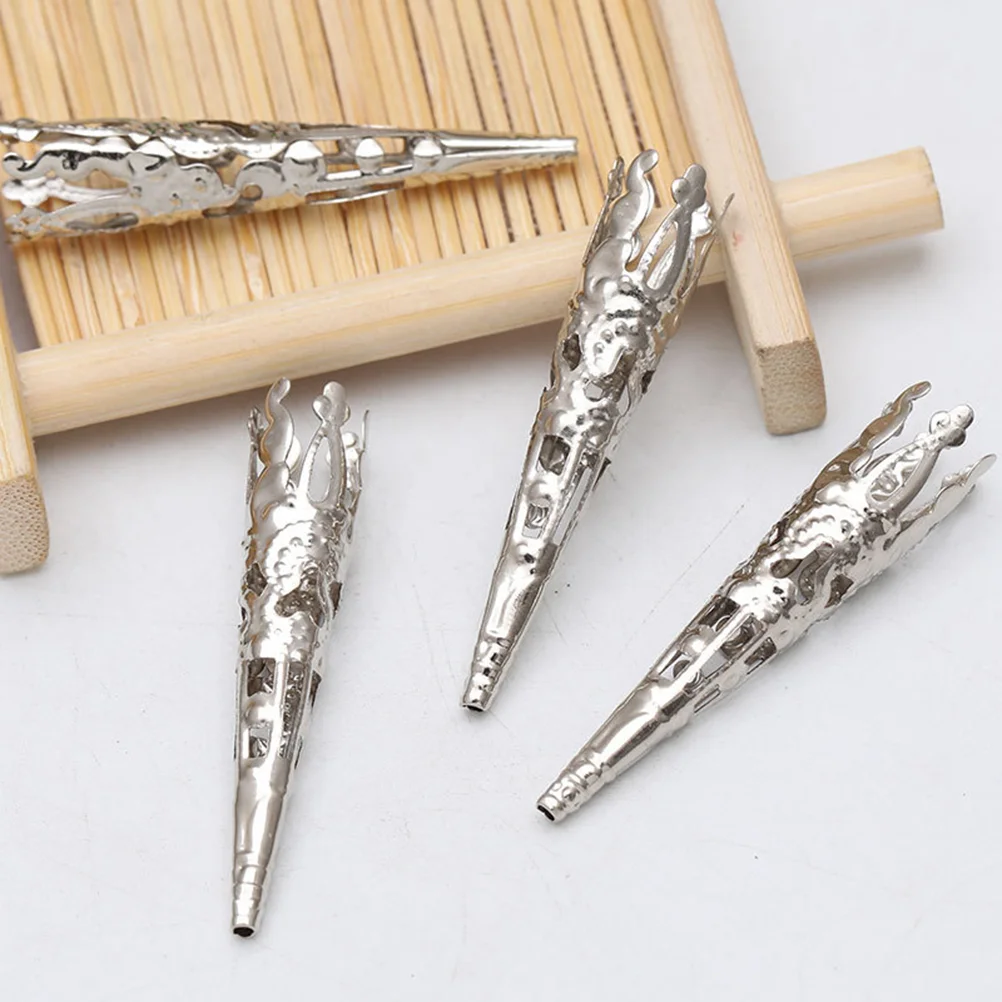 

100pcs Flower Bead Caps Tibetan Style Long Cones Metal Filigree Bead End Caps Spacers for Tassel Jewelry DIY Craft Making (