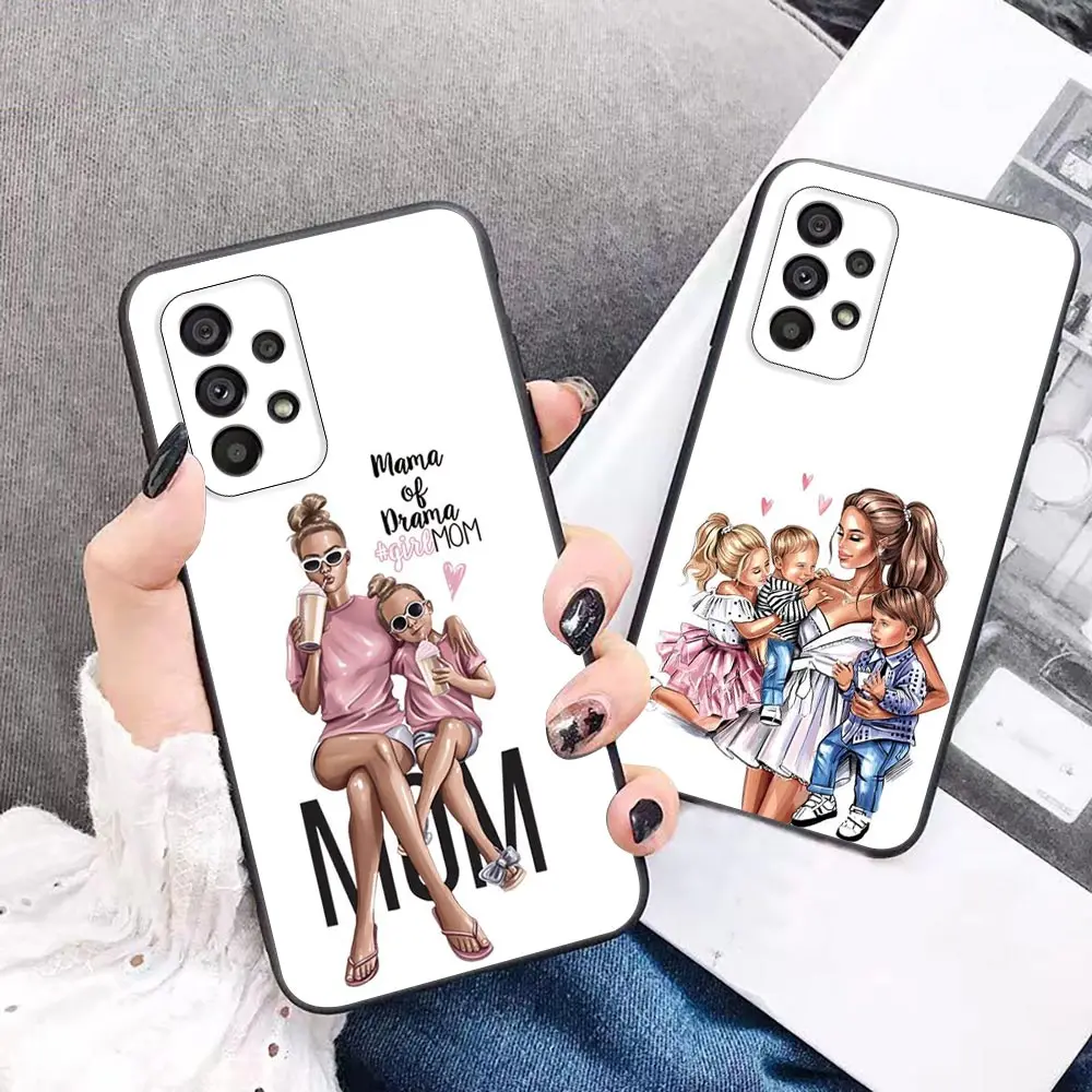 

Cute MaMa Of Girl Boy Mom Baby Comics Phone Case For Samsung Galaxy A72 A71 A52 A51 A42 A32 A31 A02s A21 A12 A11 A02 A03 Cover