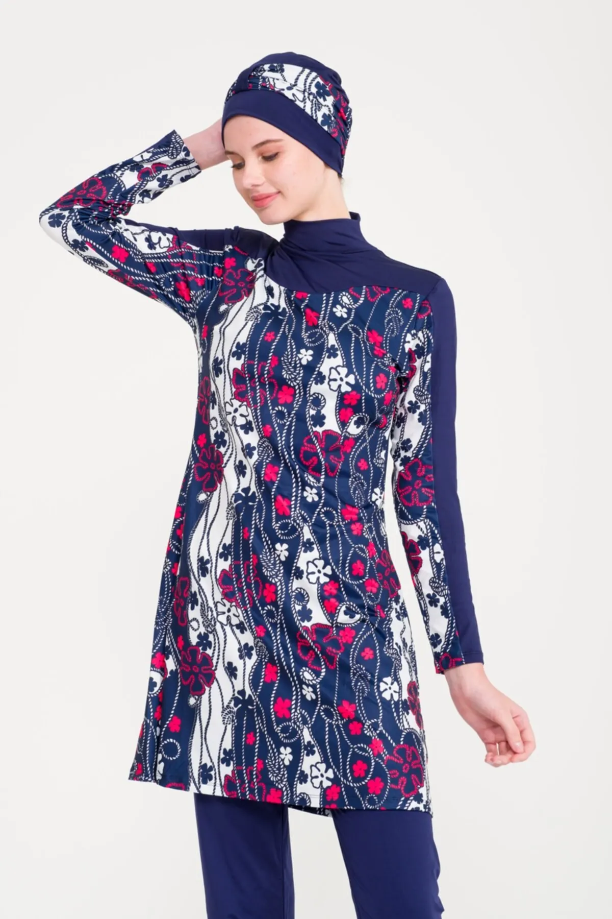 

Muslim Burkinis Full Cover Navy Blue Swimwear Modest Summer Clothing Hijab Sport Swimsuit Islamic Full Cover