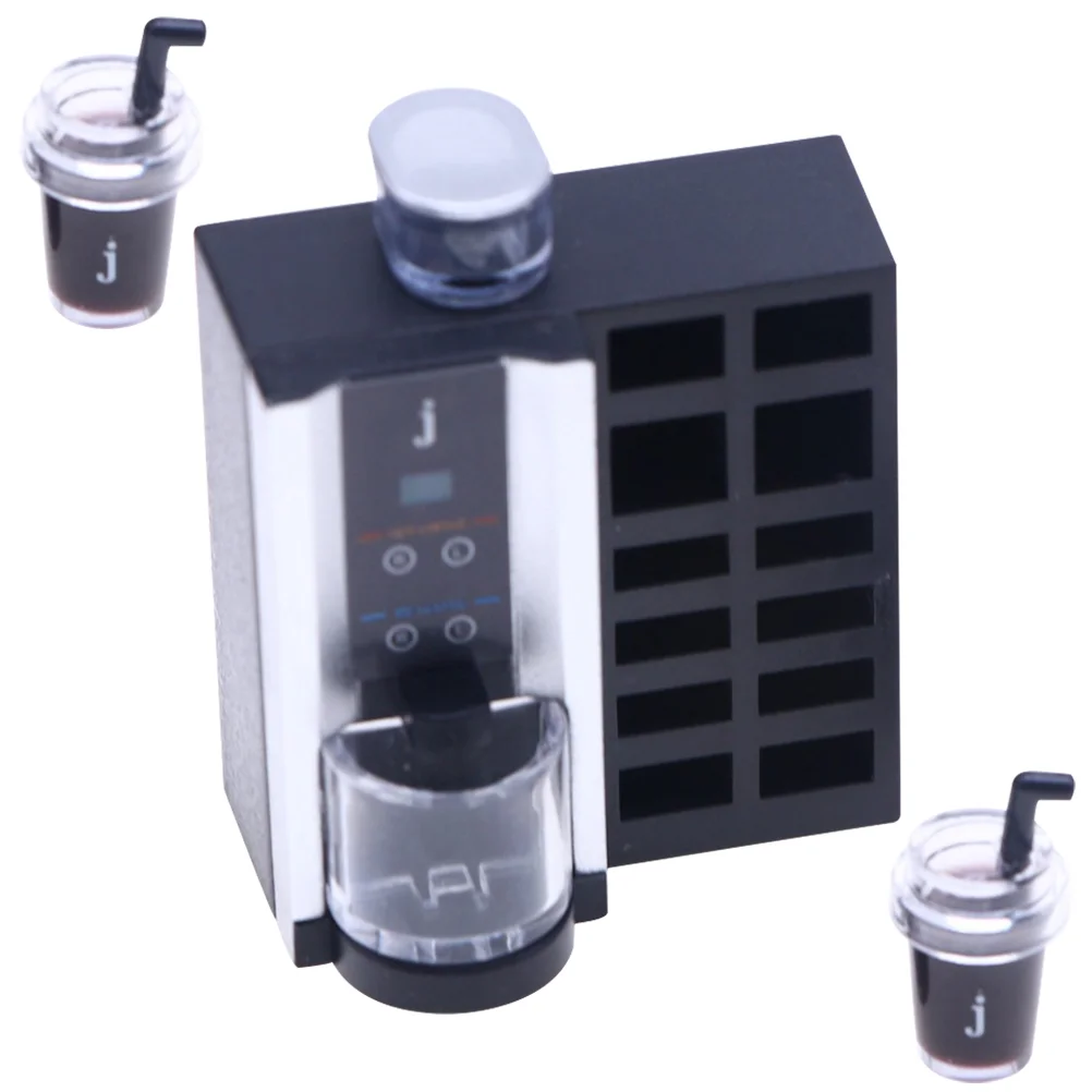 

1 Set of Miniature Coffee Machine with Miniature Coffee Cup House Kitchen Pretend Prop