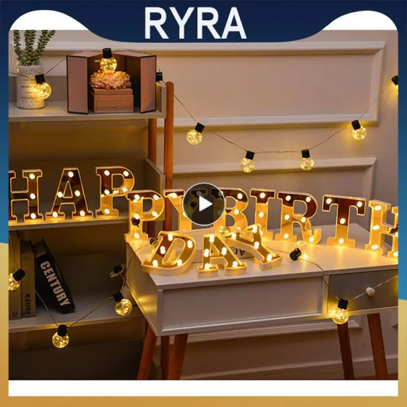 

LED Golden Digital Light For Marriage Proposal Birthday Holiday Romantic Decoration Light Marquee Sign Alphabet Light Wall Lamp