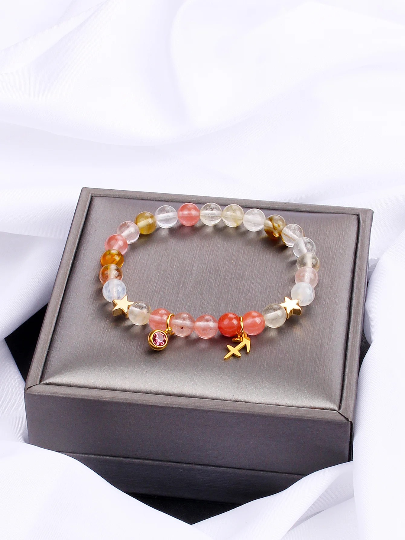 Браслет-подвеска из натурального камня 6 мм для женщин и девочек нержавеющая