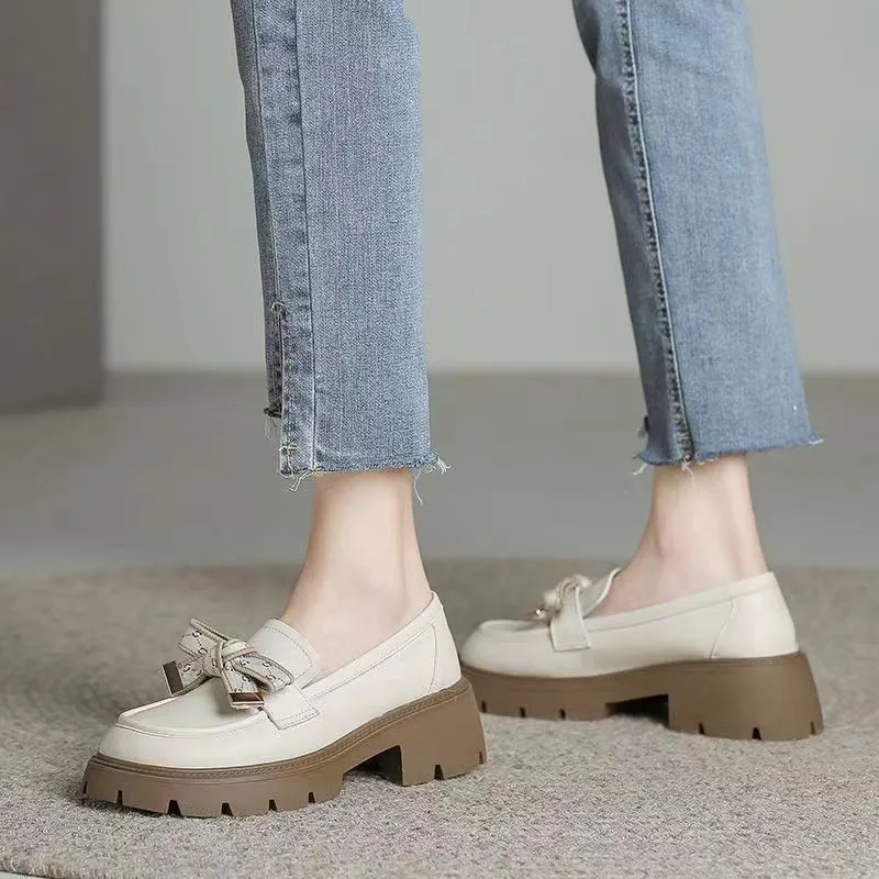 

Summer Shoes Ladies All-Match Casual Female Sneakers Shallow Mouth Oxfords Women's Round Toe Flats Loafers with Fur Clogs Platfo