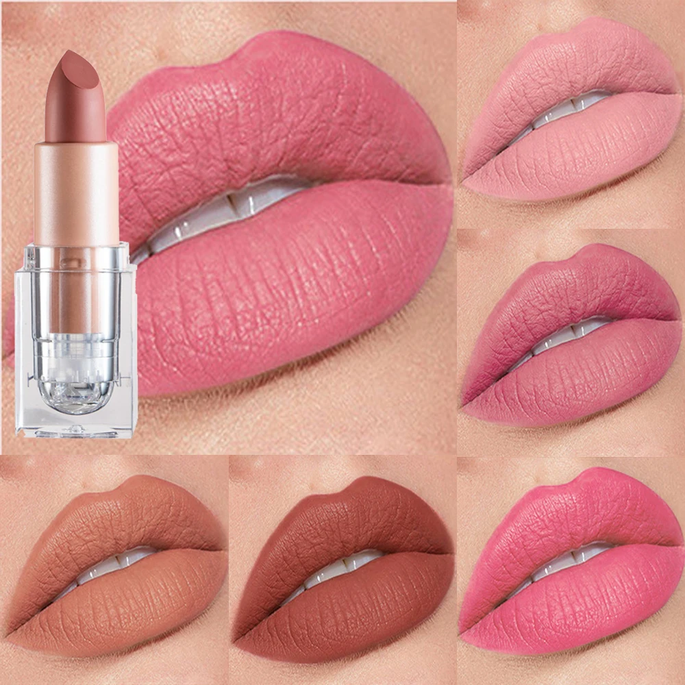 

Nude Lipstick Matte Bean Paste Pink Color Lips Makeup Waterproof Long Lasting Korean Brand Cosmetic Tinted Moisturizer Lipstick