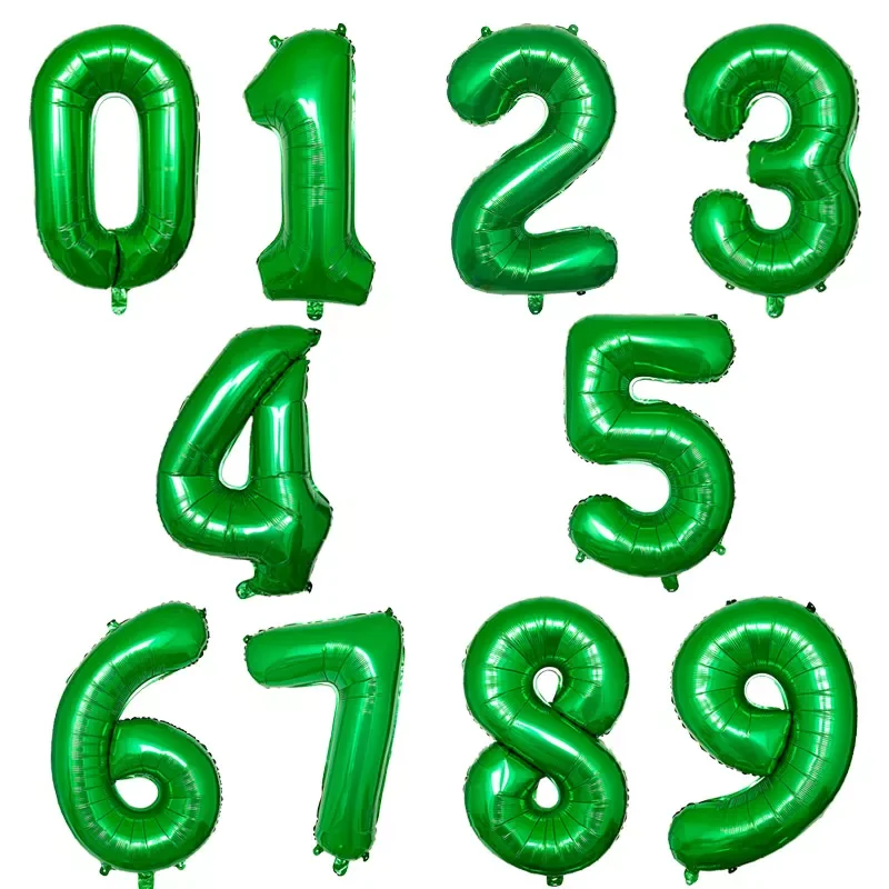 

2022 32inch Green Foil Number Balloons New Helium Globo Baby Shower Happy Birthday Anniversary Wedding Decoration Party Supplies