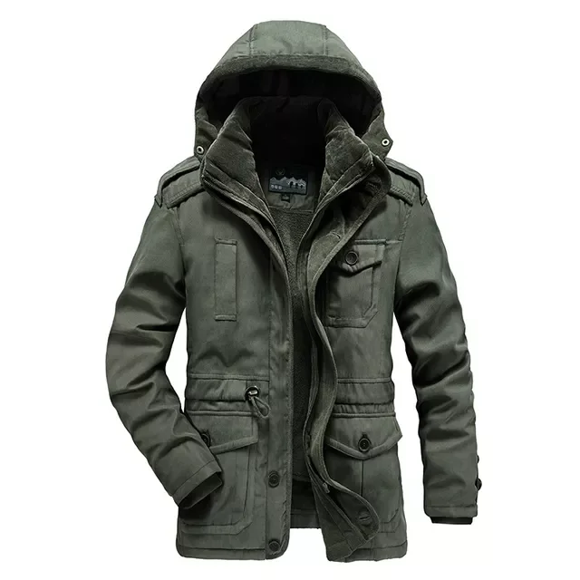 Jackets Man Hooded Casual Muti-pocket Outdoor Removable Snow Coats Thicken Men's Winter Fleece Warm Cotton-Padded Parka