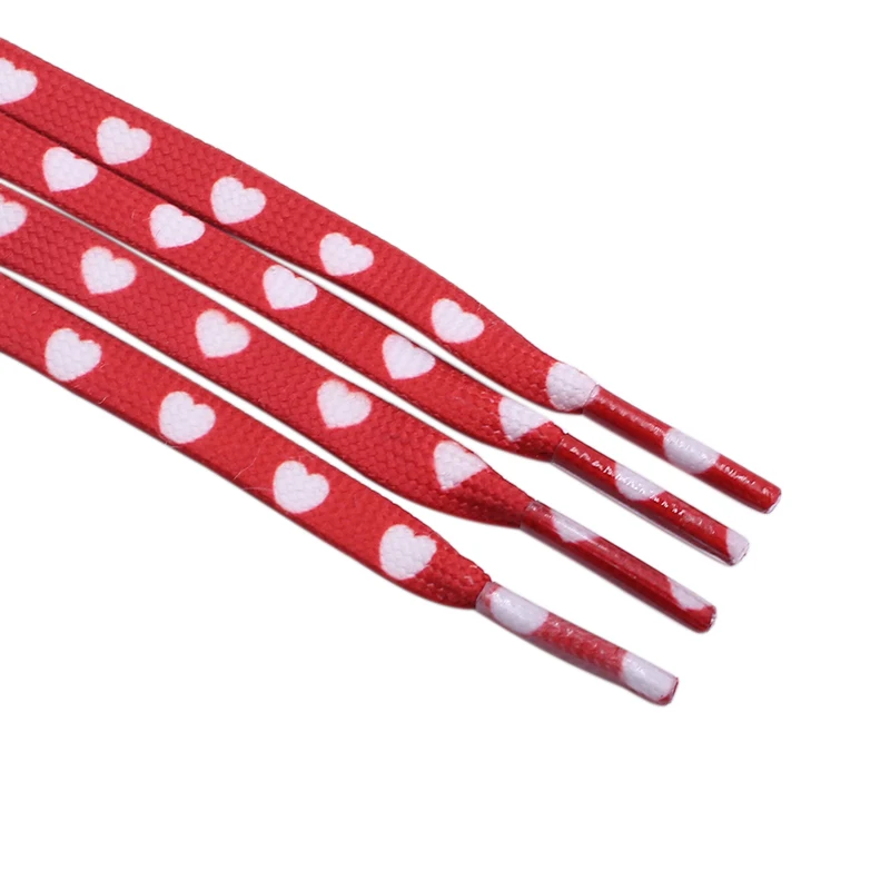 Coolaces 100pairs/lot BigOrder 7MM Heat Transfer Flat Printed Laces Digital Sublimated Pretty Ropes White Heart Red Boot Strings