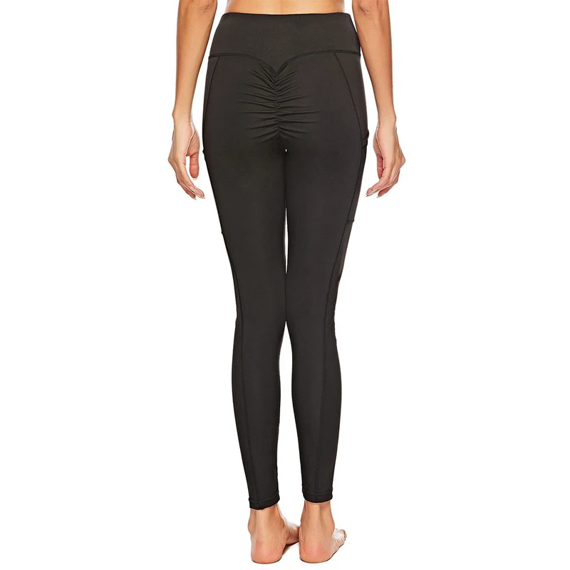 Women Yoga Pants Slim Bodybuilding Leggings Sports Solid Color Black Yoga Pants Comfortable Flexible