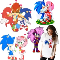 anime cartoon patches sonic thermal stickers on clothes fabric iron on transfers for clothing thermoadhesive patch diy applique