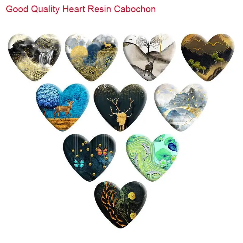 

Deer Love Heart Resin Cabochon Accessories DIY Earring Hair Phone Sticker Necklace R1690