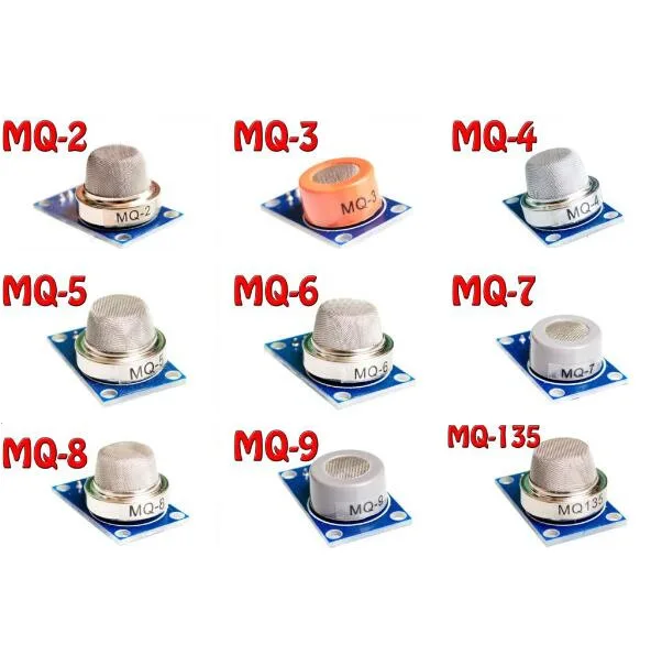 

MQ-2 MQ-3 MQ-4 MQ-5 MQ-6 MQ-7 MQ-8 MQ-9 MQ-135 Gas Sensor Module for Starter DIY Kit