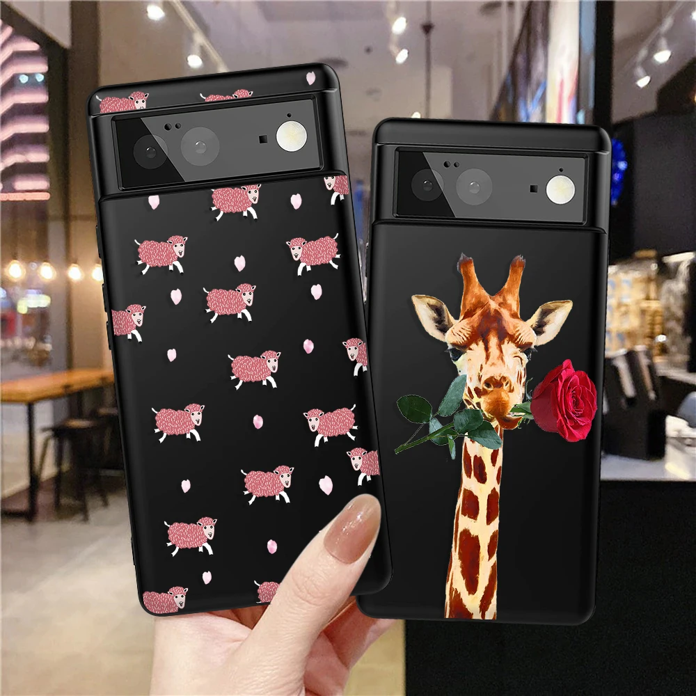 

Red Rose Giraffe Case for Google Pixel 7a 7Pro 7 6a 6 6Pro 5 5a 5G 4XL 4 2 3XL 2XL 3 3a 3aXL 4a Soft TPU Cover Protection Shell