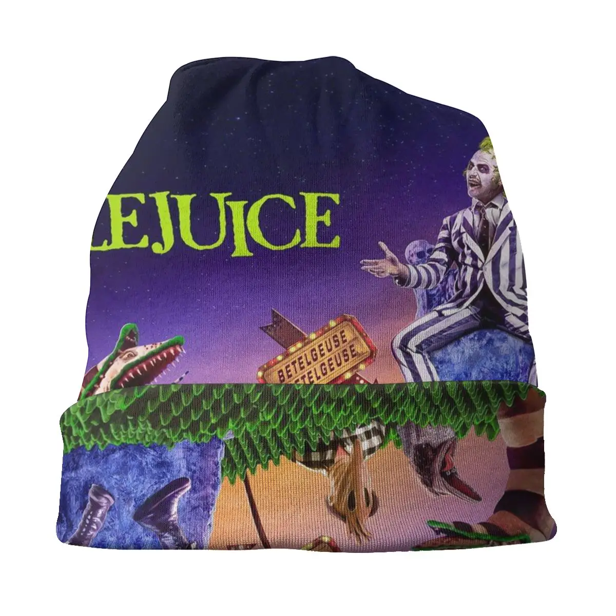 Зимняя теплая шапочка от Beetlejuice женская с напуском шапка в стиле хип-хоп фильмом