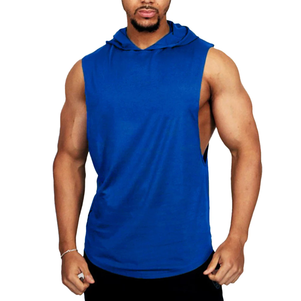 

Mens Summer Hoodie Vest Tank Tops Gym Bodybuilding Muscle Sleeveless T Shirt Hoody Tops Gym Sport Slim Fitness Sweatshirt