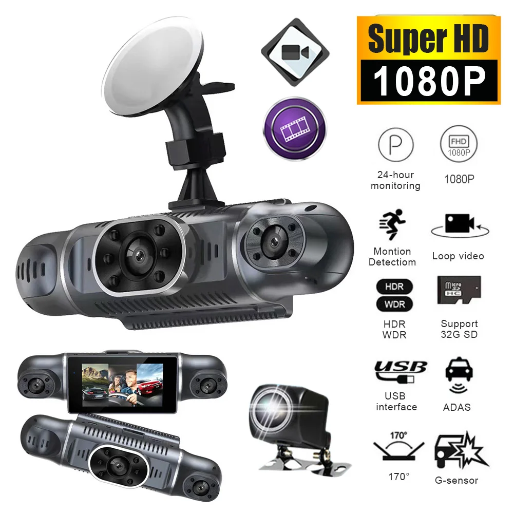 Car Dash Cam 4 Channel Driving Camera FHD 1080P Front Left Right Rear with WiFi Night Vision Loop Recording 24H Parking Monitor
