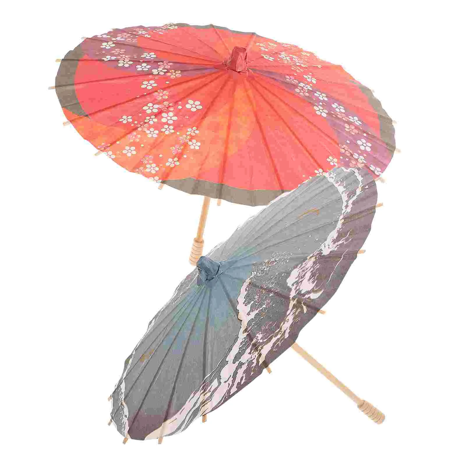 

2 Pcs Chinese Dance Bride Outfit Photography Prop Decorative Umbrella Japanese Style Holiday Wooden Stage Creative