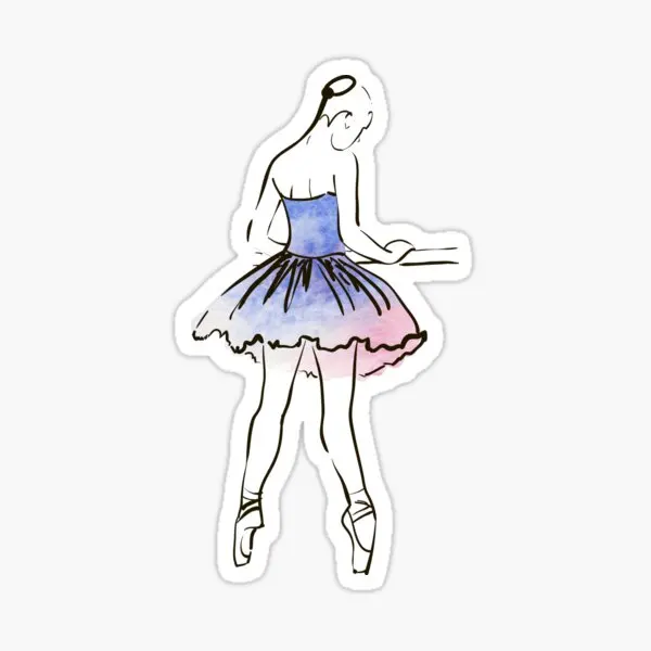 

Ballerina Figure Watercolor Illustratio 5PCS Stickers for Kid Room Decor Window Decorations Car Bumper Home Water Bottles