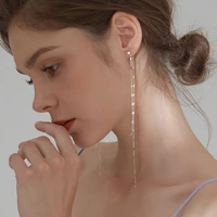 s925 silver face small korean temperament long tassel sequins female earrings earrings earrings new trendy earrings