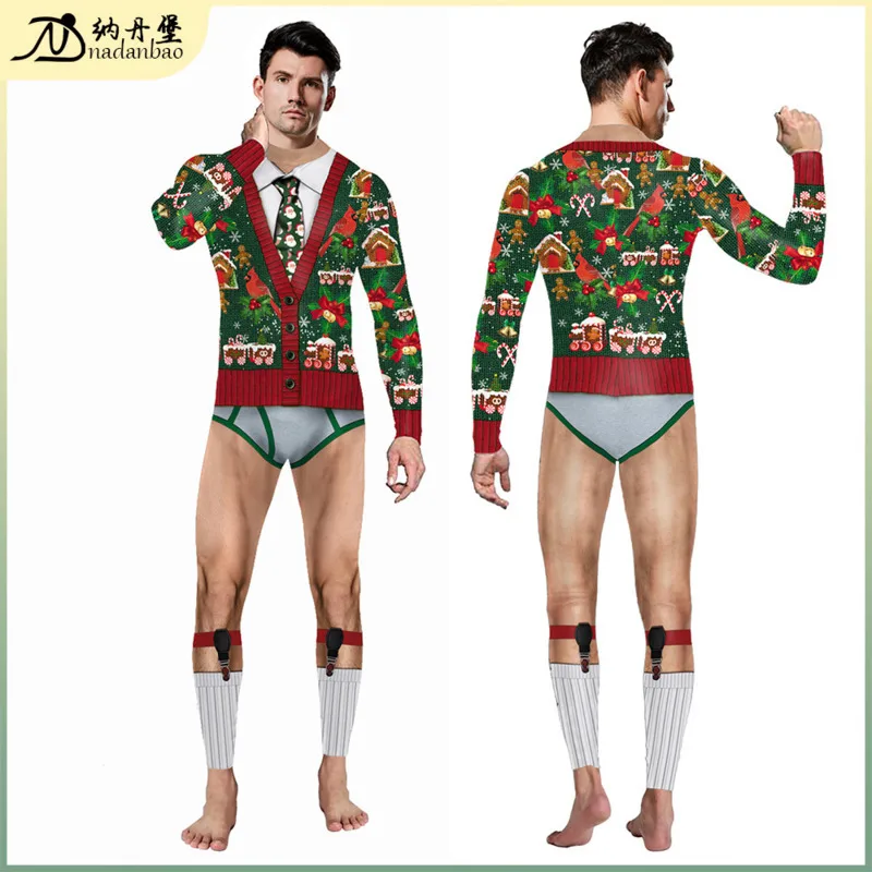 S-XL Рождественский свитшот с мышцами груди сексуальная грудь мужской и женский