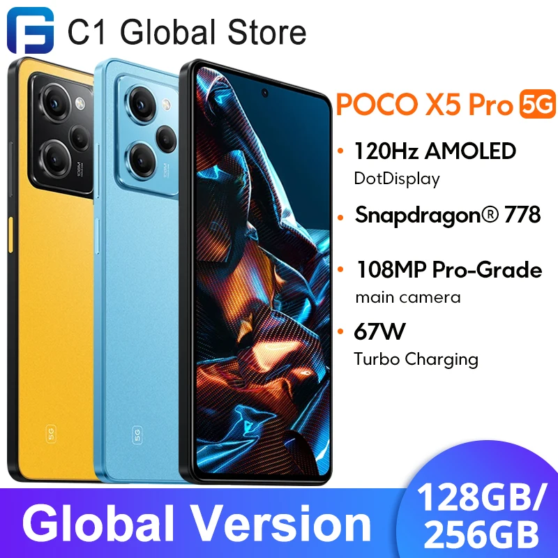 Global Version POCO X5 Pro 5G Smartphone android 128GB 256GB Snapdragon 778G 120Hz AMOLED DotDisplay 108MP Camera MIUI 14 67W