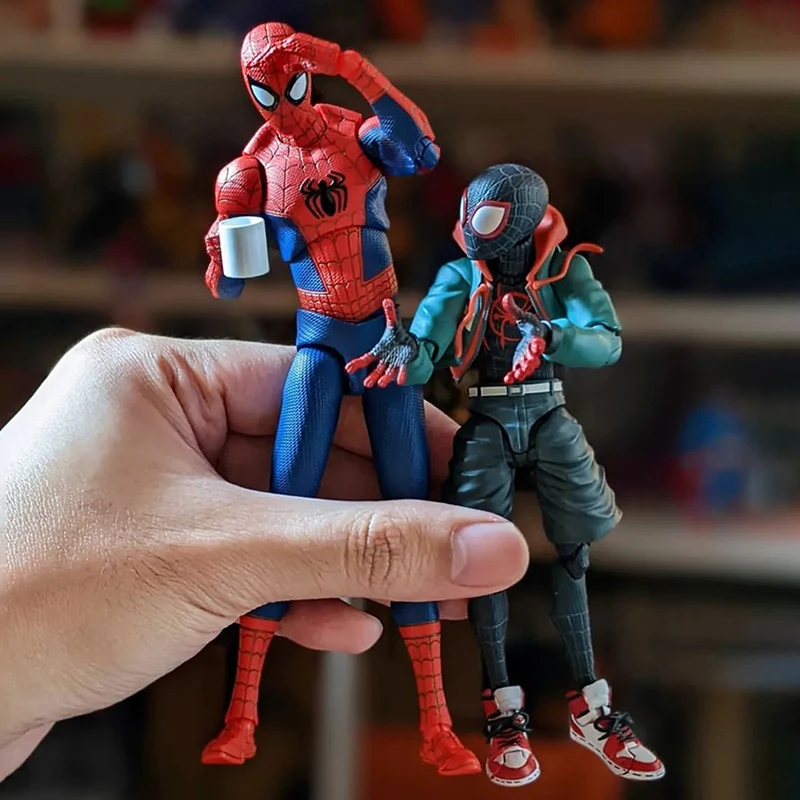 

Spiderman Peter Parker Marvel Sv Anime Figure Miles Morales Action Figurines Spider-Man Into The Spider-Verse Movable Doll Toys
