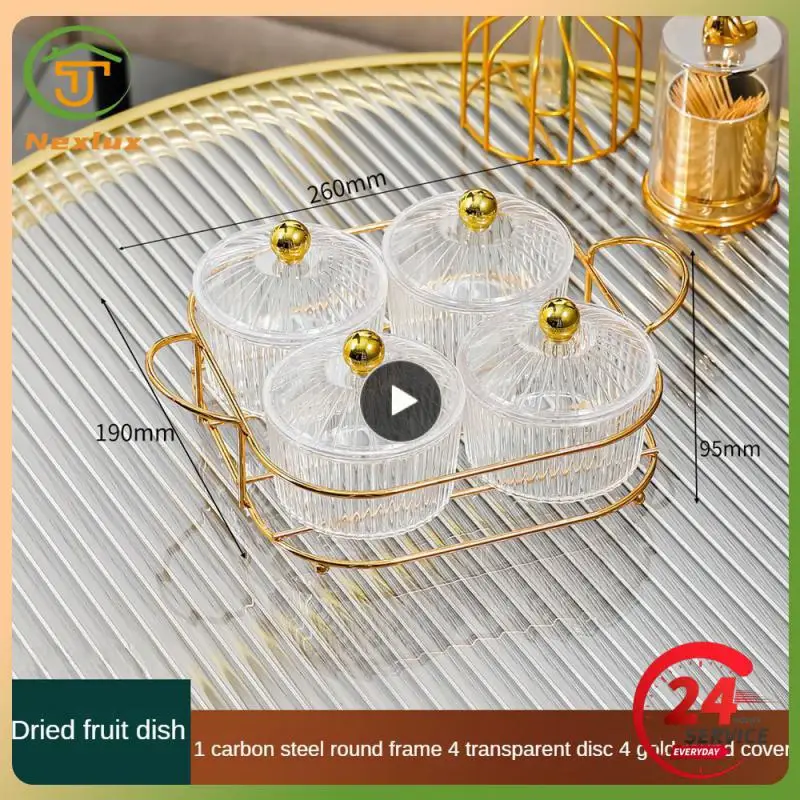 

Square Partition Platter Luxury Snack Dish Transparent Storage Box Fruit Plate Tableware Serving Tray