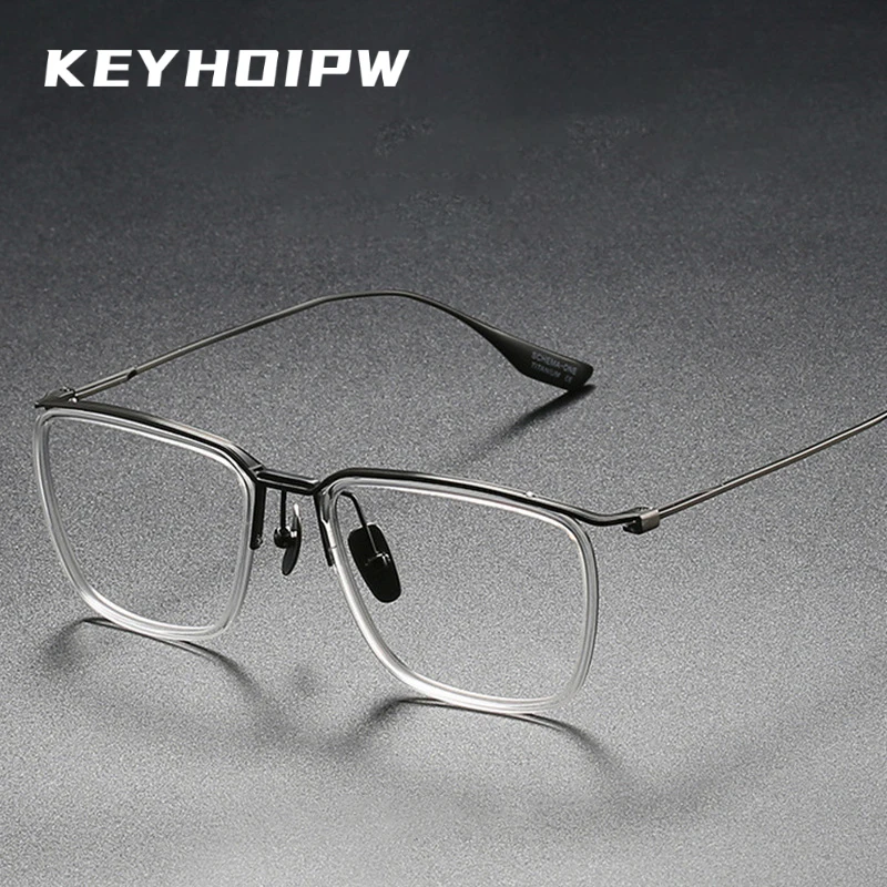 KEYHOIRW Luxury Dusiness Simple Myopia Glasses Ultra-Light Pure Titanium Optical Prescription Eyeglass Frame For Men DTX106