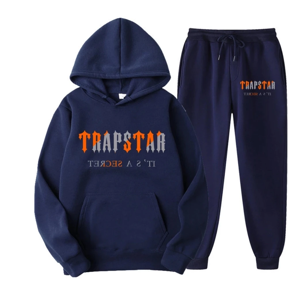 

New Fall Winter Brand TRAPSTAR Sportswear Men's Hoodie Set Fashion Fleece Sweater Sweatpants 2 Piece Harajuku Sportswear