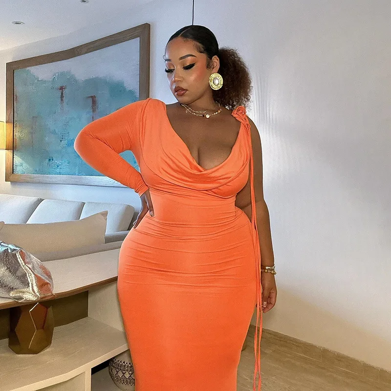 DSMTRC 2025 Осенняя вечерняя клубная одежда элегантное облегающее платье макси с