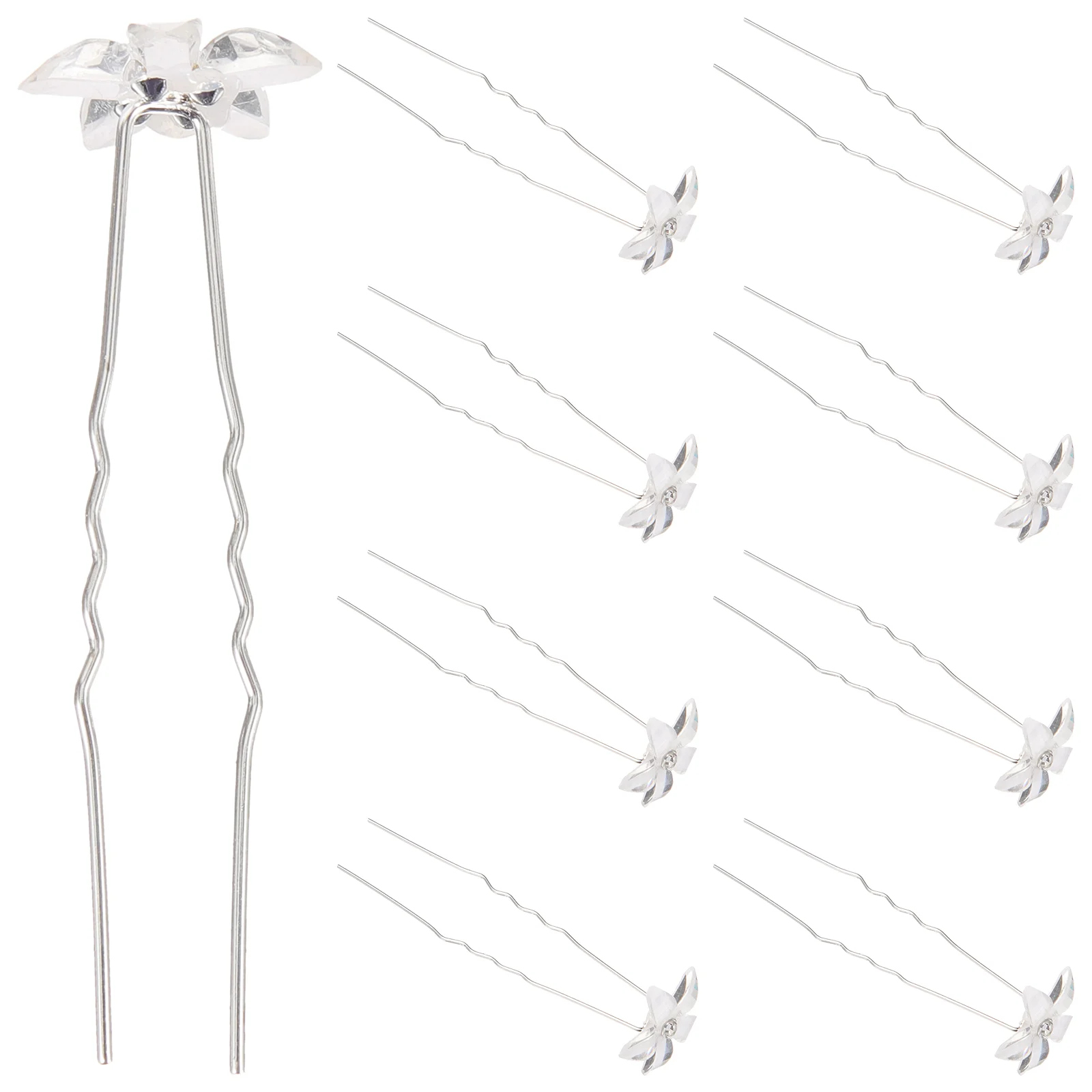 

10 Pcs Wedding Hair Clip Pin Women Flower Head Hairpin Bride Rhinestones U Shaped Hairpins Women's