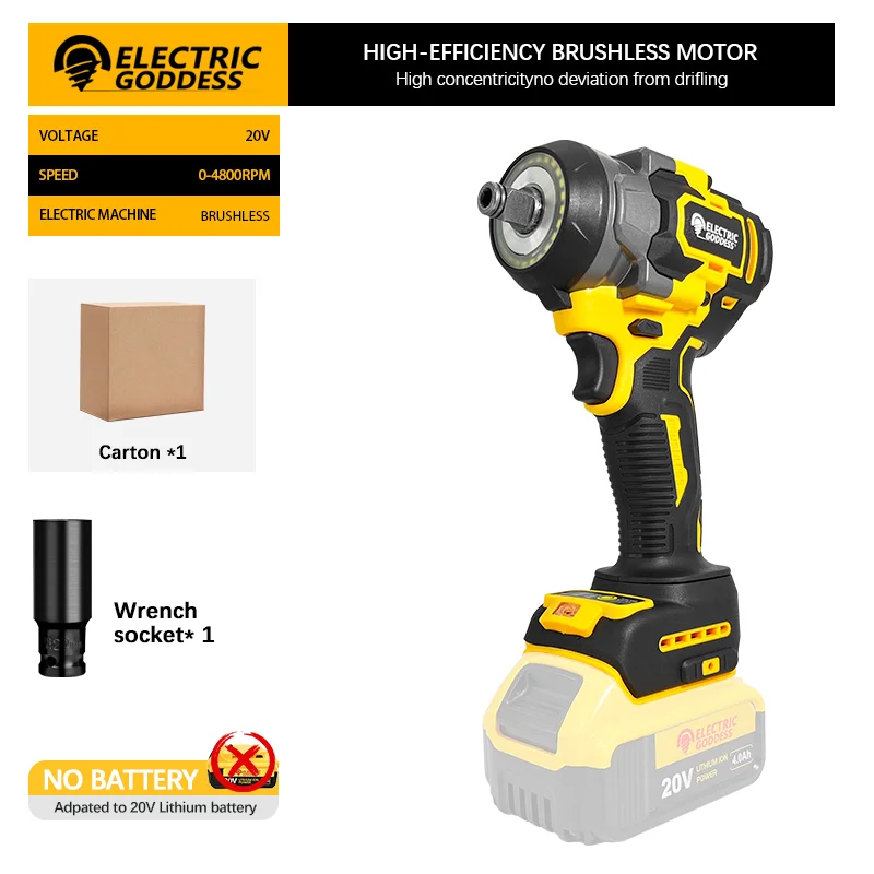 

Аккумуляторный ударный гайковерт Electric Goddess 800N.M