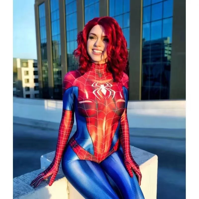 

Spiderman Sexy Jumpuit Bodysuit Tight 3d Printed For Women Superhero Cosplay Costume For MJSpider Women Anime Halloween Costume
