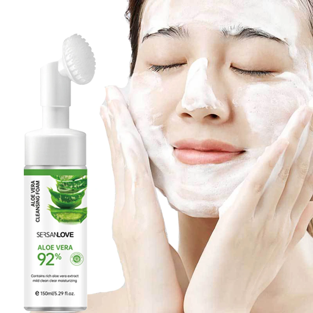 

Aloe Vera Moisturizing Amino Acid Cleansing Mousse Oil Control Facial Cleanser Brightening Makeup Remover Skin Care Product